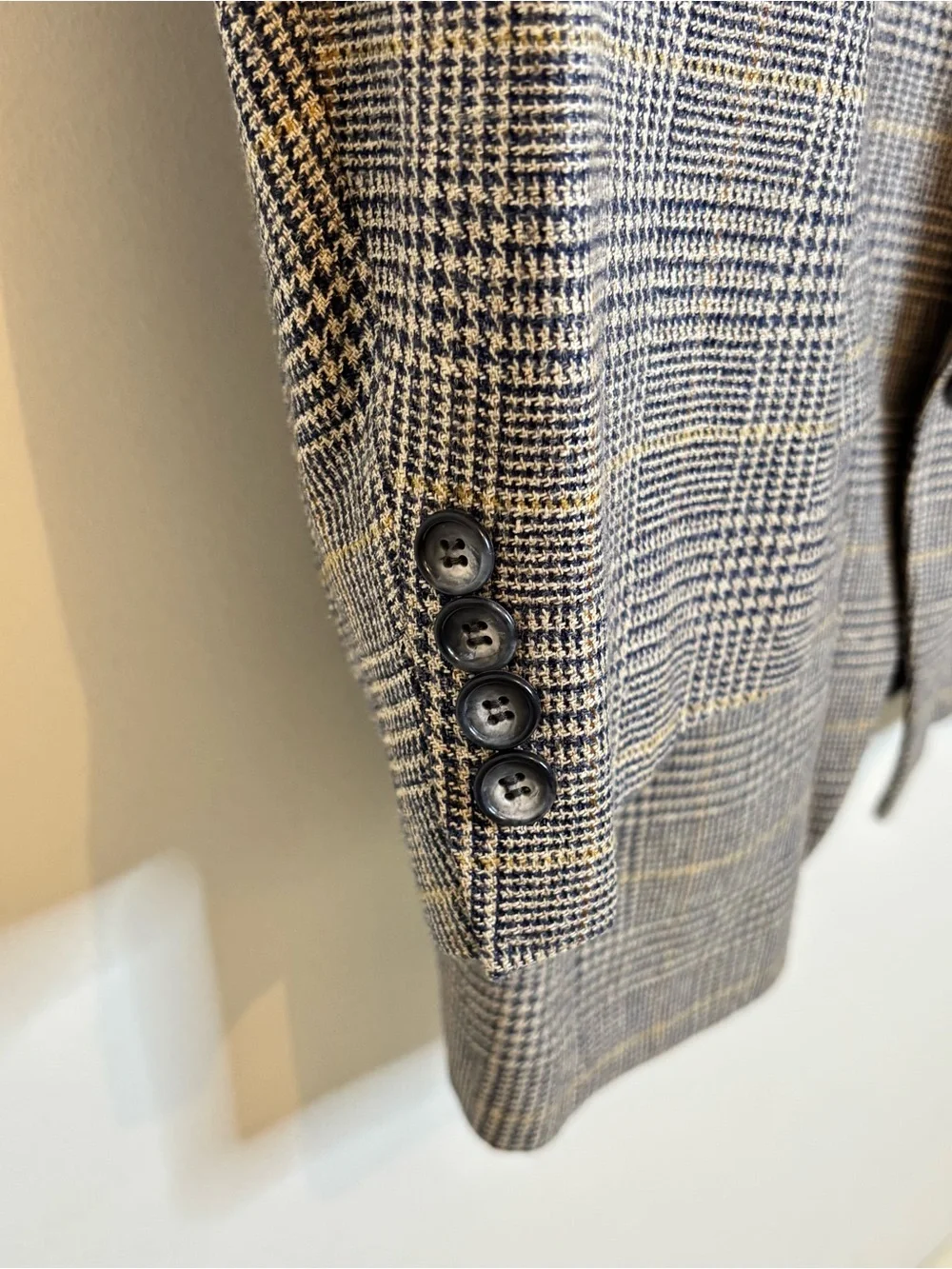 Lincoln Square Plaid Blazer Suit Jacket Dark Academia Grey Tan Sports Coat 42R
